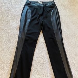 Black faux leather trim pants